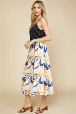 Abstract Botanical Midi Skirt