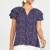 Allover Print Ruffle Sleeve Top
