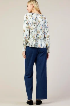 Amani Floral Print Pleated Blouse