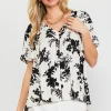 Amaya Jacquard Print Short Sleeve Top