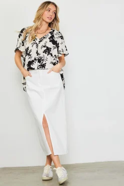 Amaya Jacquard Print Short Sleeve Top