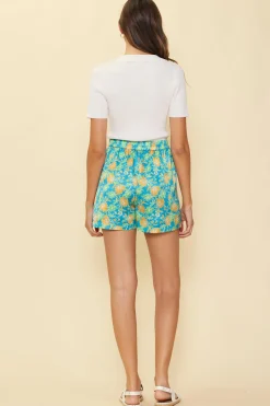 Aquatic Floral Print Shorts