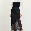 Asymmetrical Lace Satin Skirt