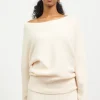 Boatneck Ribbed Knit Sweater