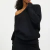 Boatneck Ribbed Knit Sweater