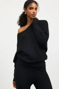 Boatneck Ribbed Knit Sweater