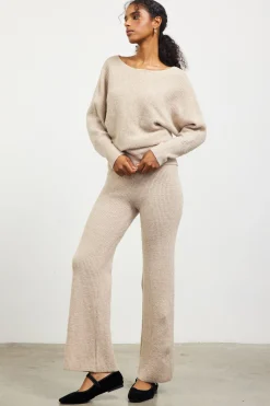 Boatneck Ribbed Knit Sweater