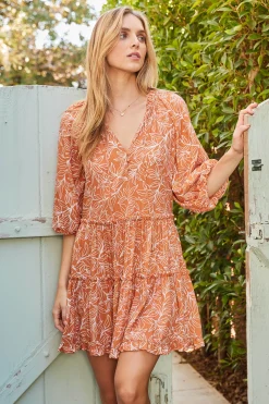 Botanical Ruffled Mini Dress