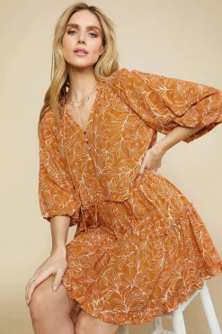 Botanical Ruffled Mini Dress