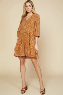 Botanical Ruffled Mini Dress