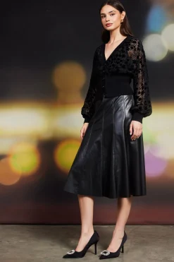 Burnout Velvet Floral Motif Cardigan