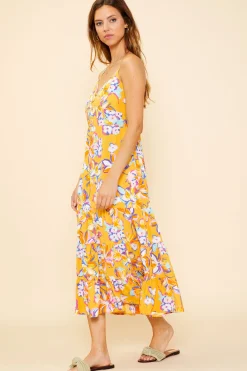 Button Detail Midi Dress