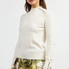 Button Detail Mock Neck Sweater