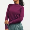 Button Detail Mock Neck Sweater