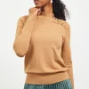 Button Detail Mock Neck Sweater