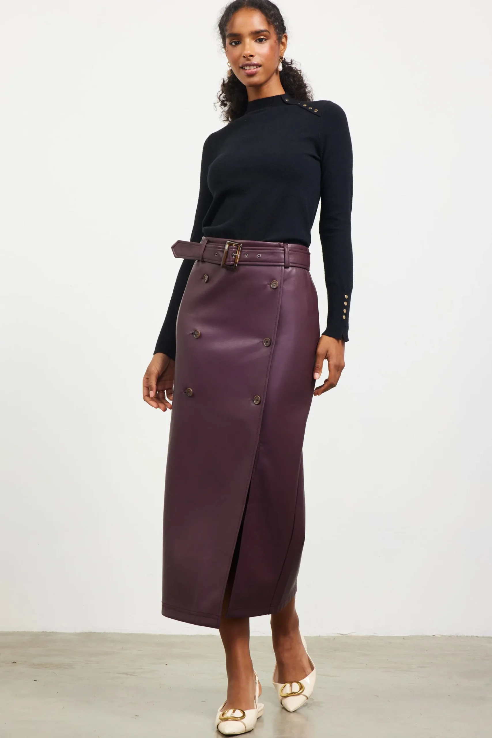 Button Detail Mock Neck Sweater