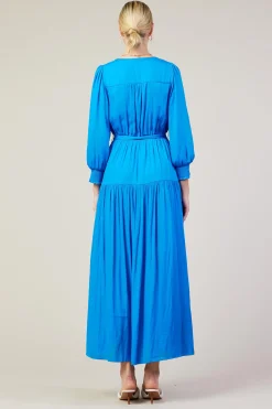 Button Detail Tiered Maxi Dress