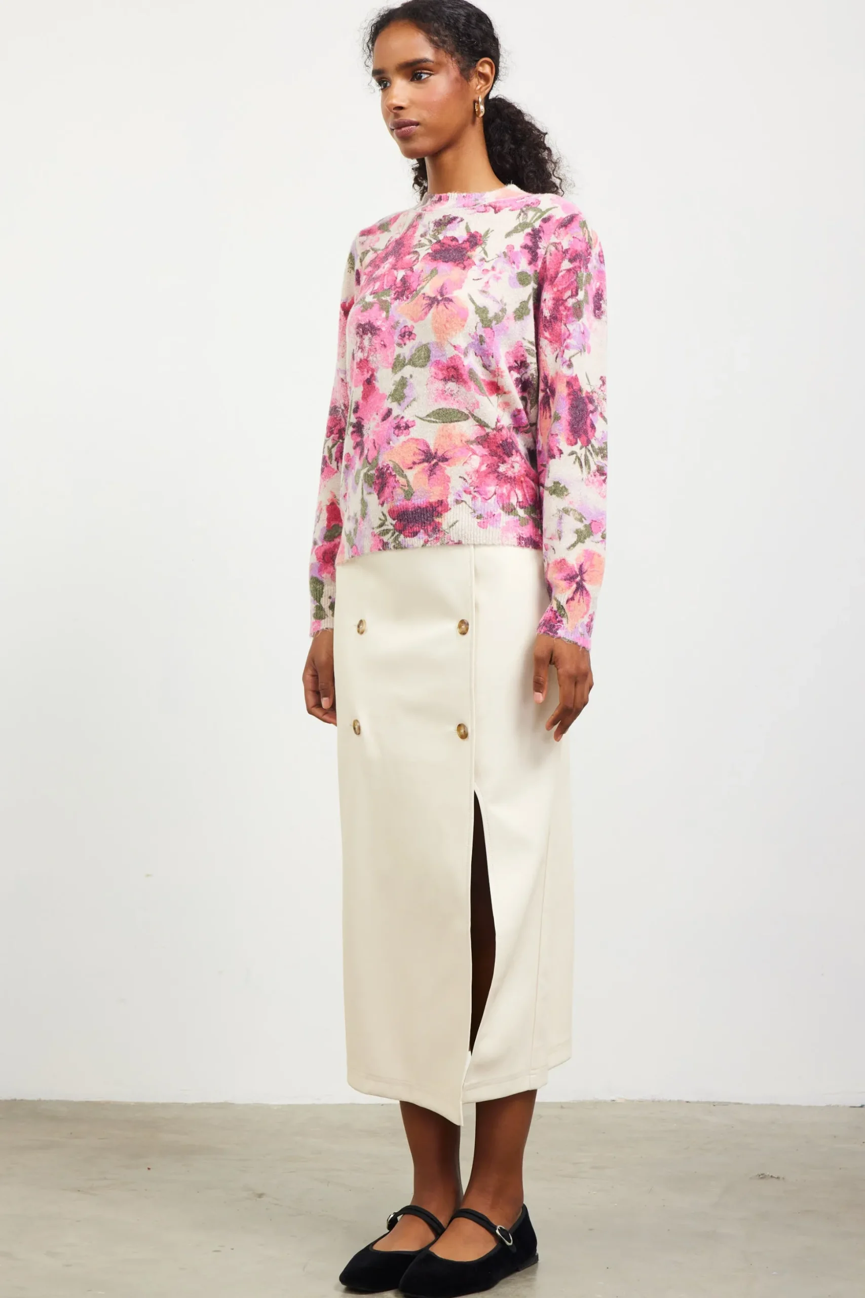 Camelia Floral Print Sweater