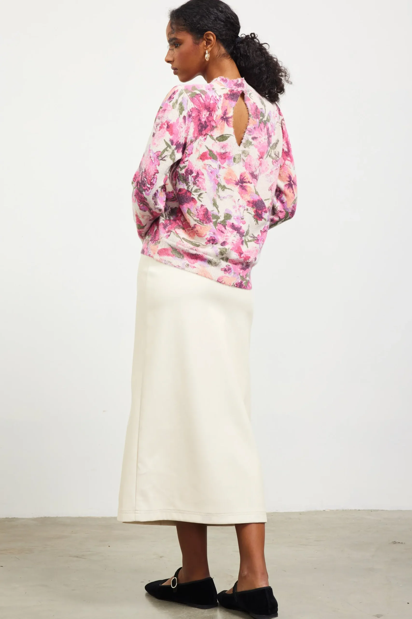 Camelia Floral Print Sweater