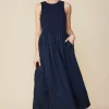 Celia Mixed Media Midi Dress