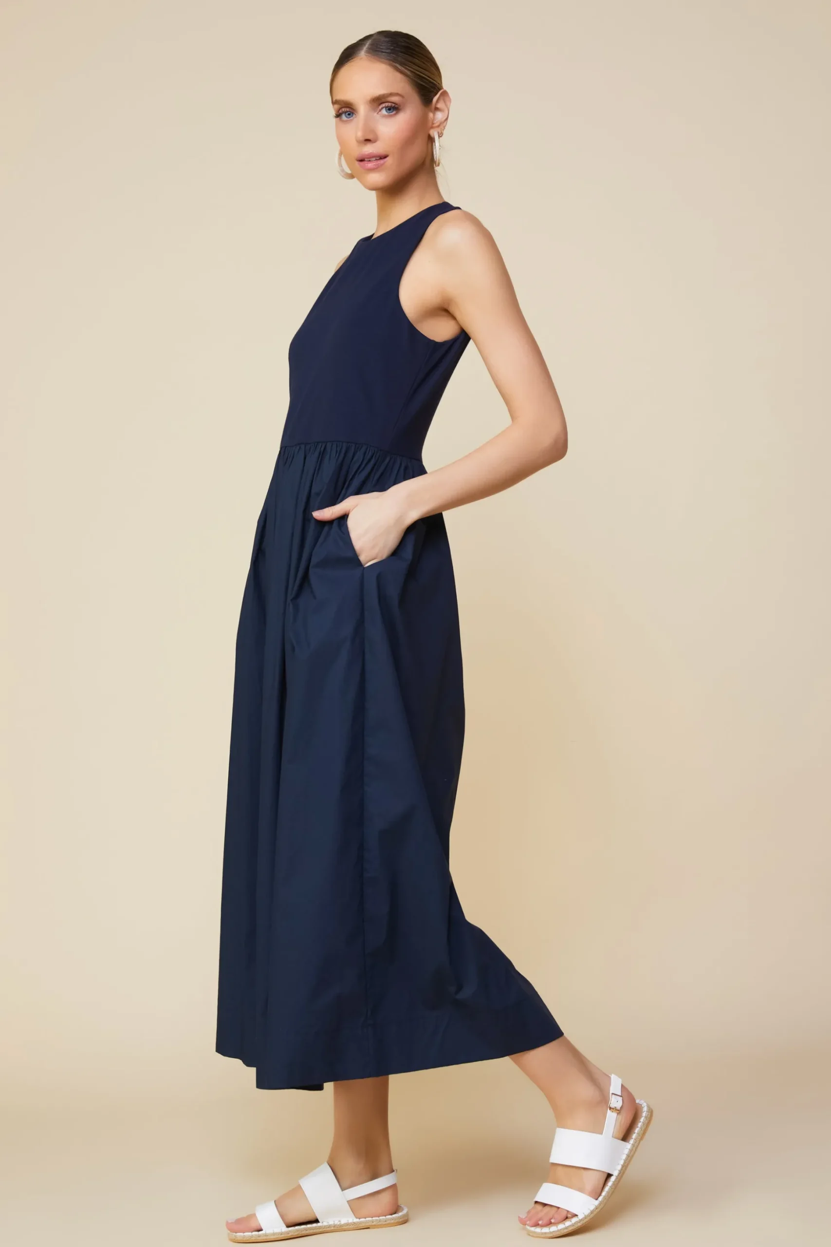 Celia Mixed Media Midi Dress