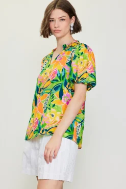 Celine Floral Print Bubble Sleeve Top