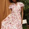 Ceres Floral Print Tie Neck Midi Dress