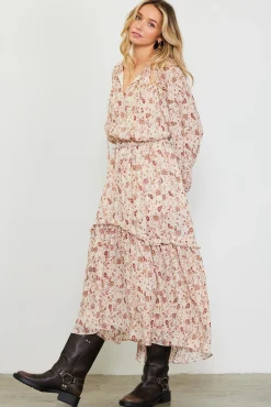 Chiffon Print Split Midi Dress