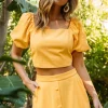 Cinch-Back Square Neck Top