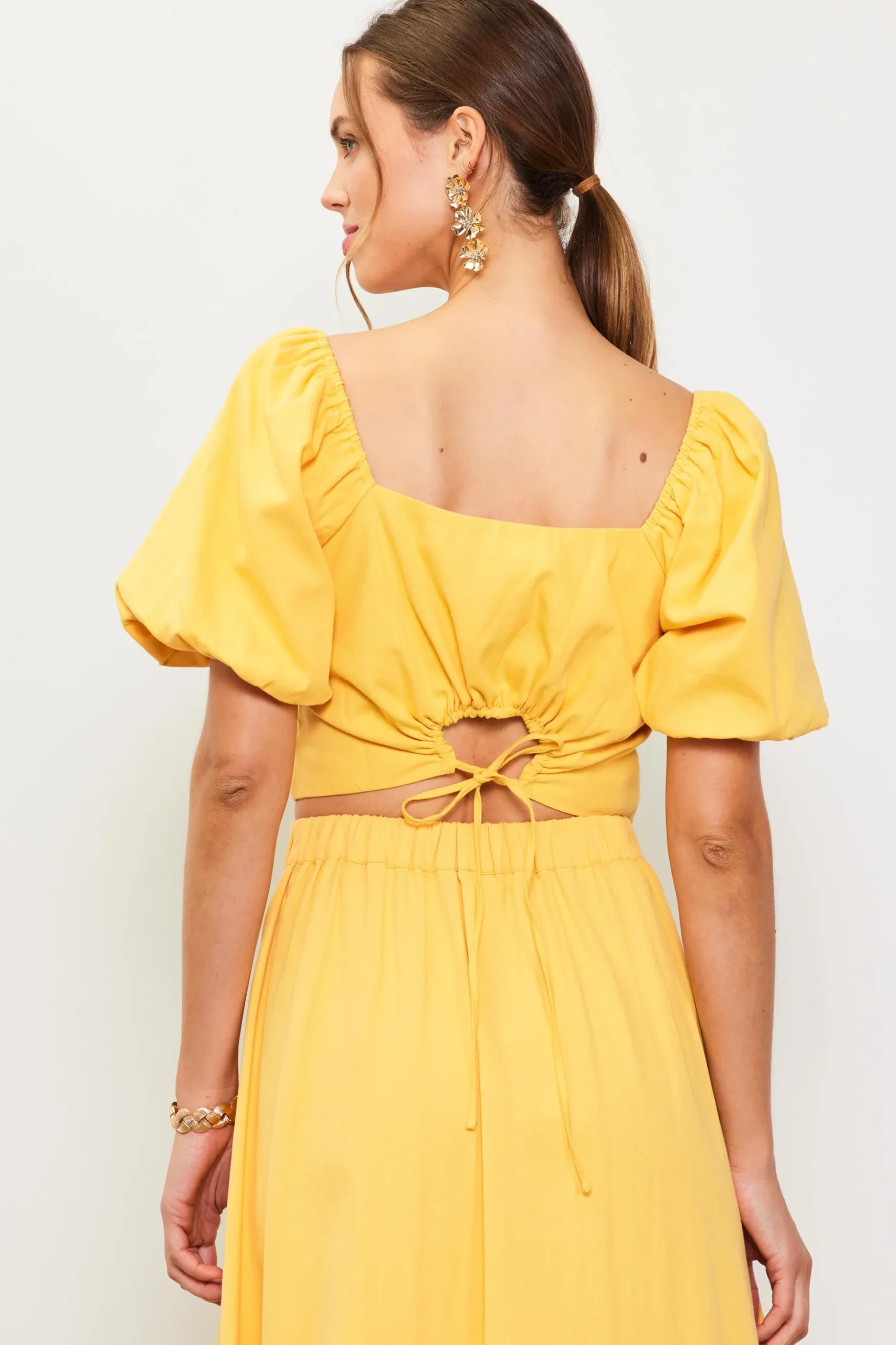 Cinch-Back Square Neck Top