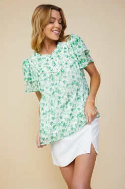 Clip Dot Floral Print Top
