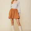 Coated Ponte Flared Mini Skirt