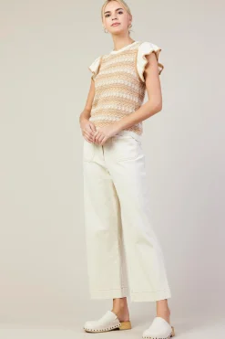 Cotton Twill Crop Pants