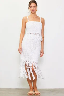 Crochet Midi Skirt with Fringe Detail