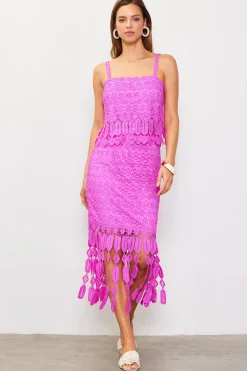 Crochet Midi Skirt with Fringe Detail