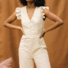 Crochet Ruffled Sleeve Jumpsuit