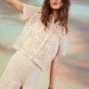 Crochet Short Sleeve Polo Top