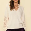 Crochet Sleeve Knit Sweater