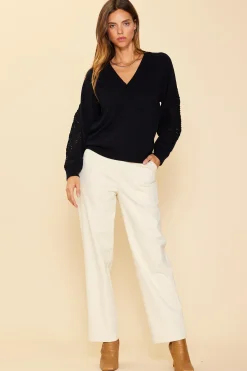 Crochet Sleeve Knit Sweater