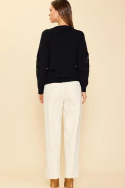 Crochet Sleeve Knit Sweater