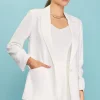 Crochet Trim Shirred Sleeve Blazer