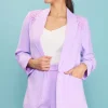 Crochet Trim Shirred Sleeve Blazer