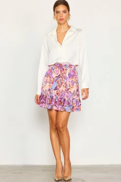 Dahlia Print Smocked Mini Skirt