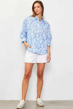 Daphne Floral Print Button Down Blouse