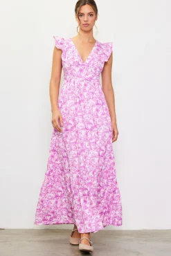 Daphne Floral Print Ruffled Maxi Dress