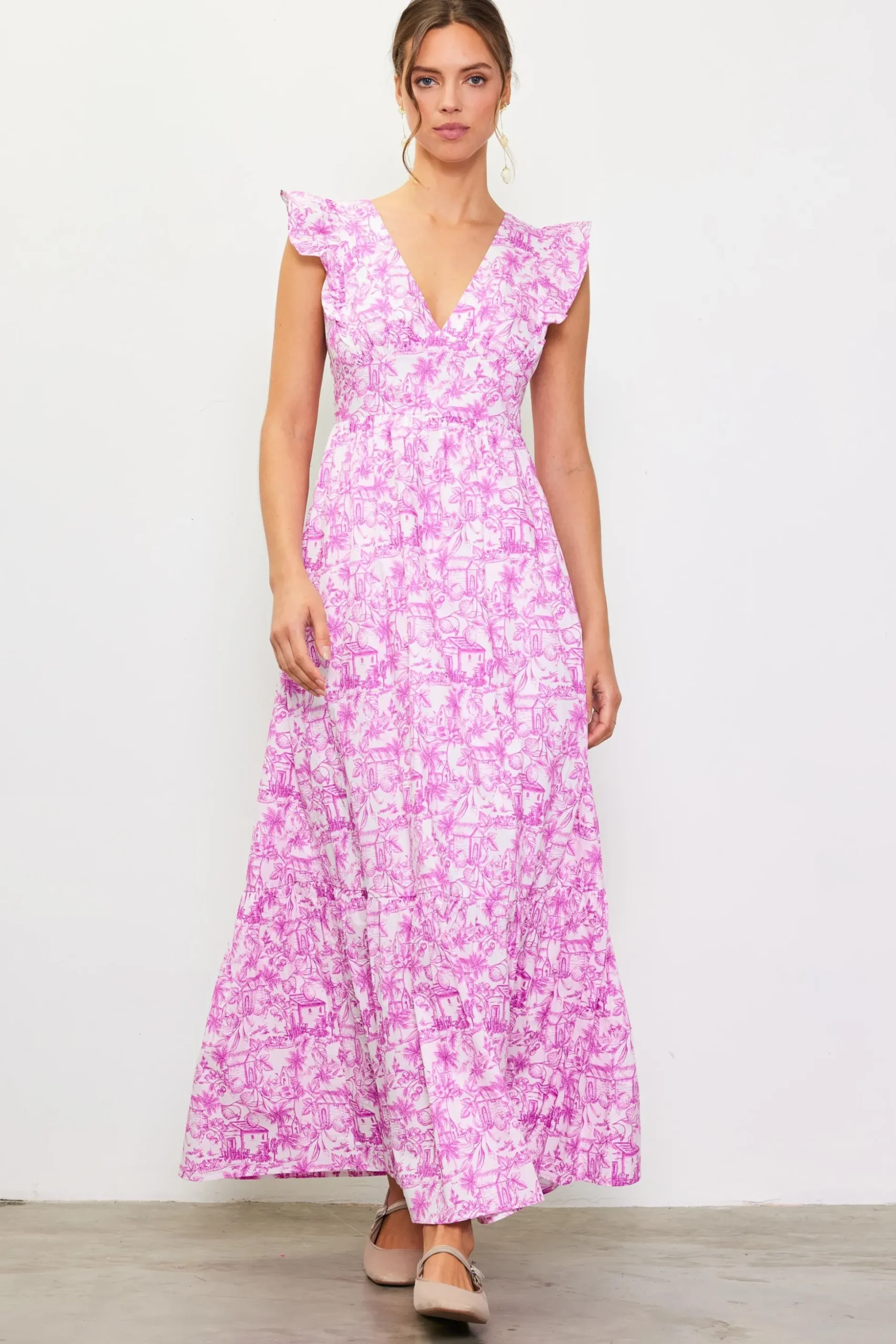 Daphne Floral Print Ruffled Maxi Dress