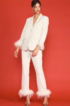 Detachable Feather Cuff Blazer