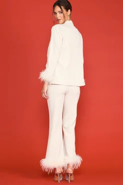 Detachable Feather Cuff Blazer