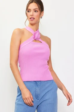 Detachable Rosette Knit Halter Top