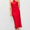 Detachable Rosette Metallic Strap Midi Dress